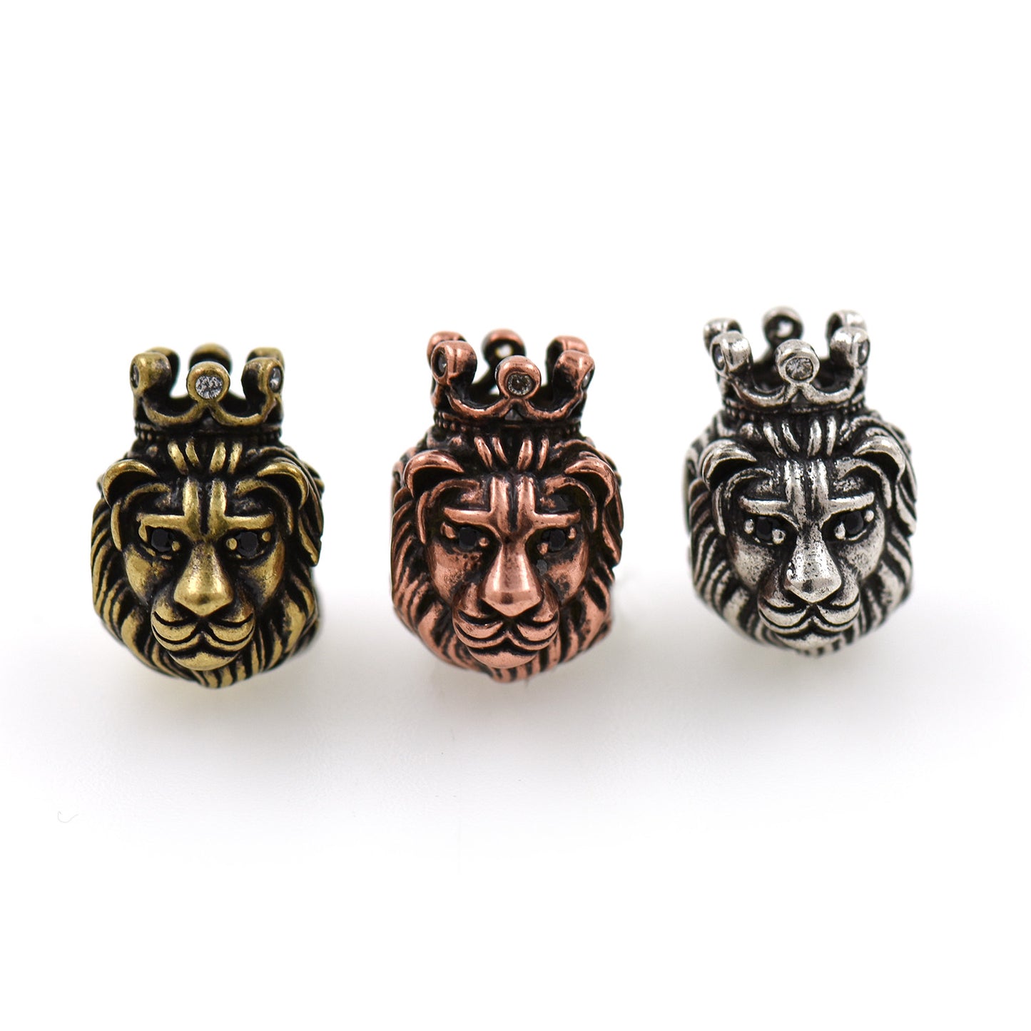 Antique CZ Lion King Head Spacer Beads 9x14mm