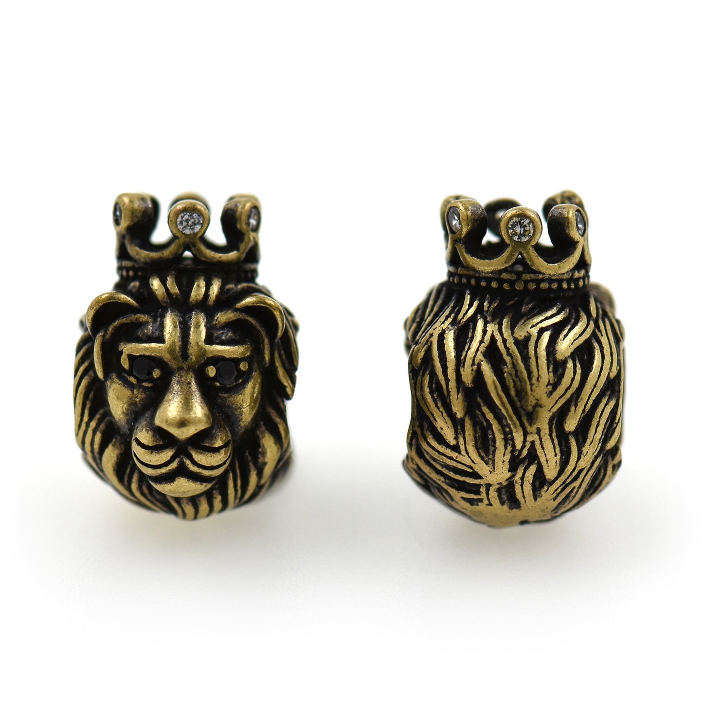 Antique CZ Lion King Head Spacer Beads 9x14mm