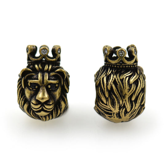 Antique CZ Lion King Head Spacer Beads 9x14mm