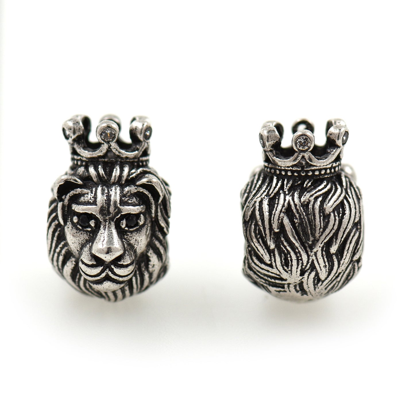 Antique CZ Lion King Head Spacer Beads 9x14mm