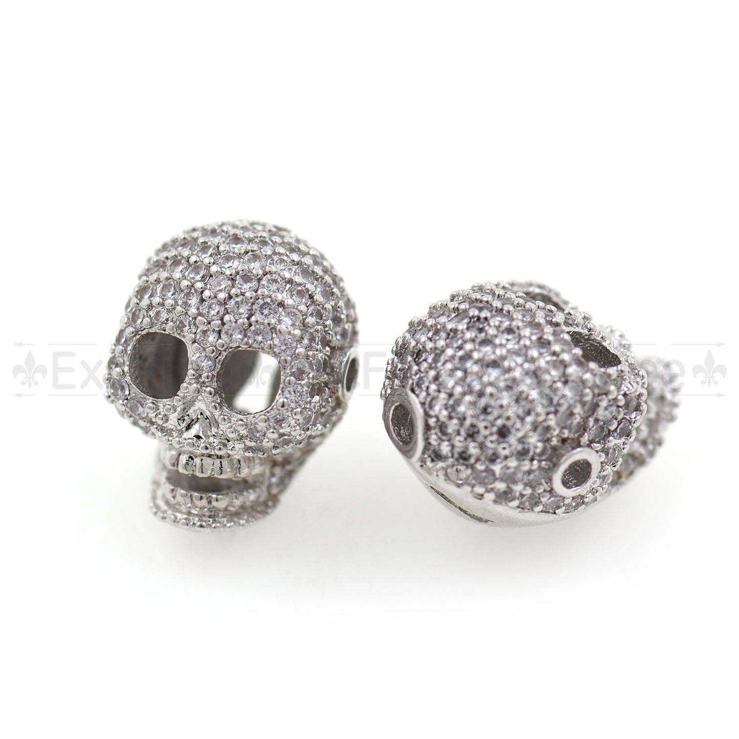 Micro Pave Skull Bead 16x12.5mm