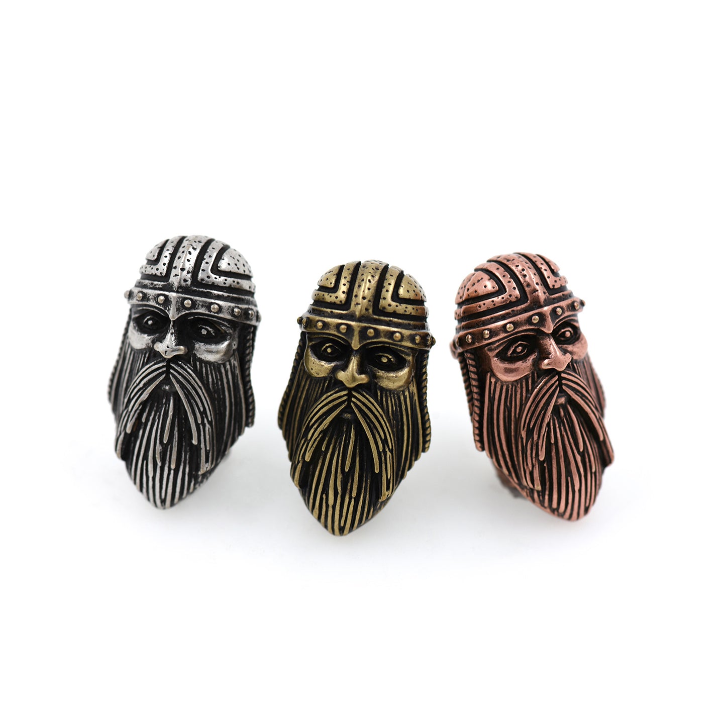 Ntique Bronze Big Beard Viking Head Beads  28x16mm