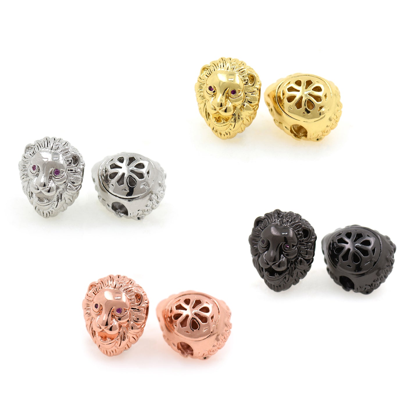 CZ Lion Head Beads,Micro Pave Cubic Zirconia Spacer Beads 13x11mm