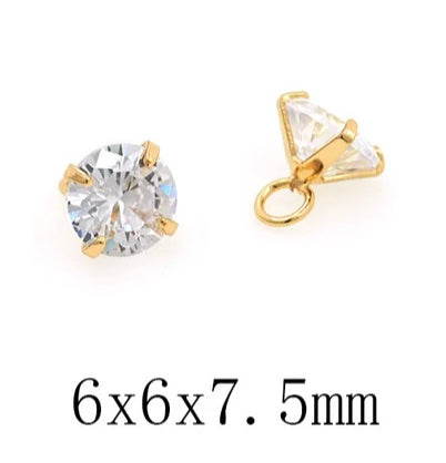 18K Gold Filled Triangular Zircon Pendant 6x6x7.5mm