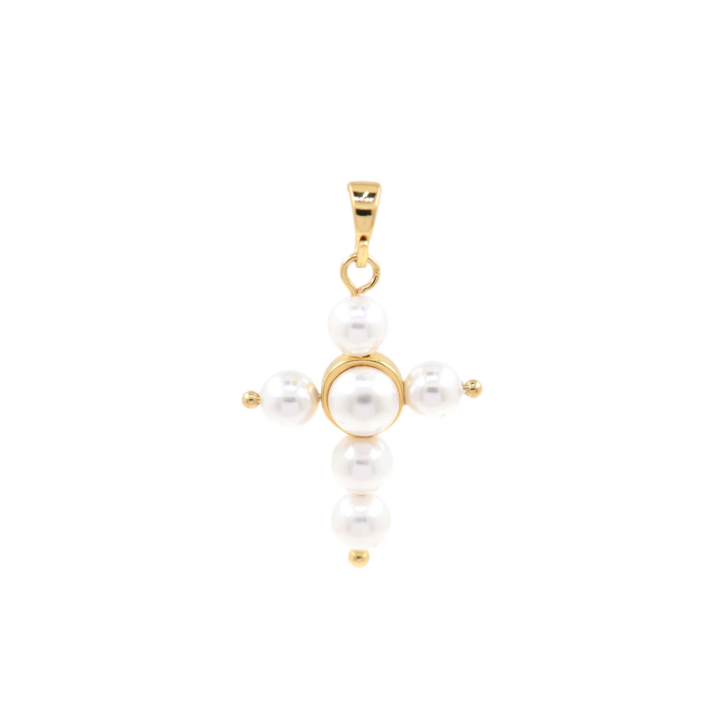 18k Gold Filled Pearl Shell Cross Pendant 27x19.5mm