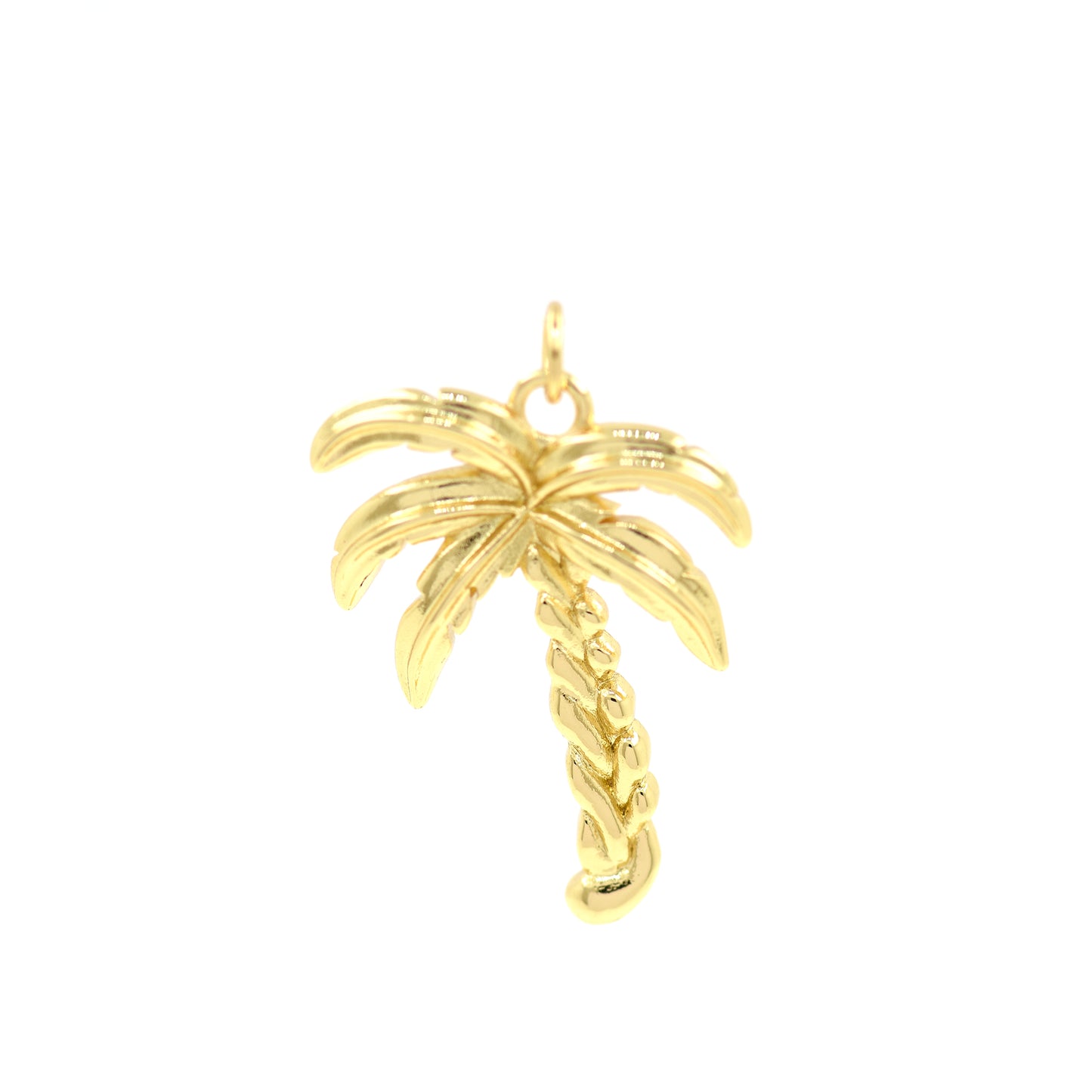 18K Gold Coconut Tree Charm,Mini Palm Tree Pendant 30x21.5mm