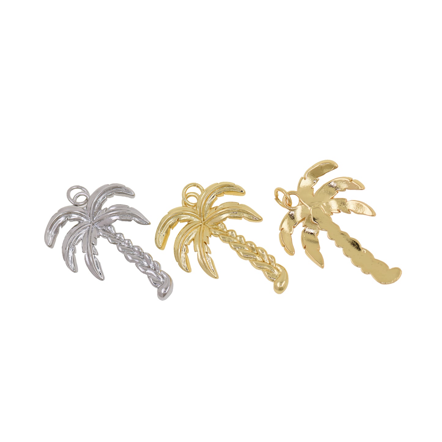 18K Gold Coconut Tree Charm,Mini Palm Tree Pendant 30x21.5mm