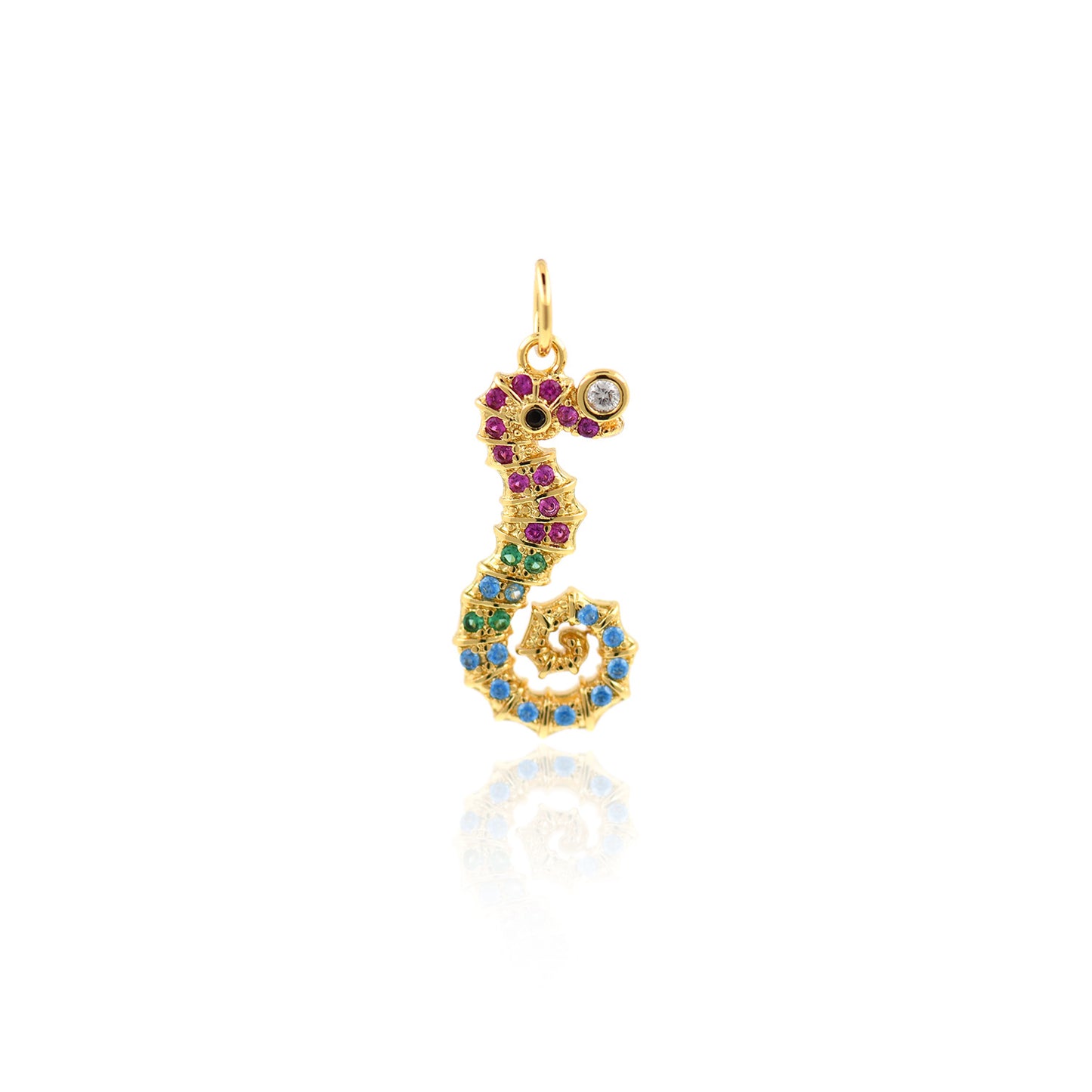 Seahorse Pendants,Cubic Pave Ocean Charms 9x21mm