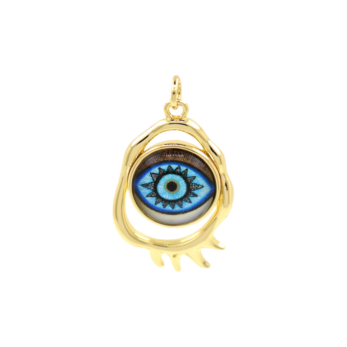 18k Gold-Filled Devil's Eye Pendant, Devil's Eye Charm Jewelry 28x17.5mm