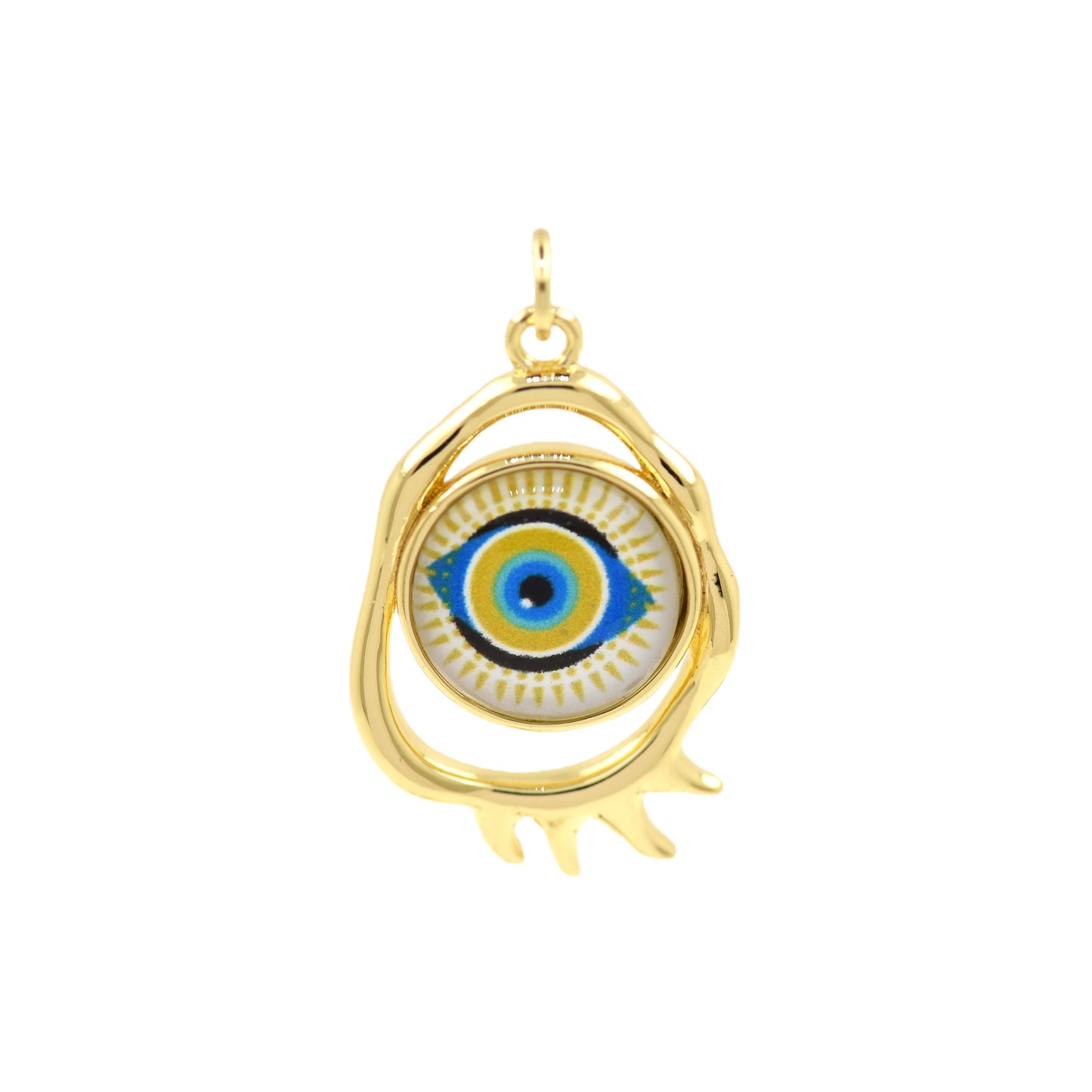 18k Gold-Filled Devil's Eye Pendant, Devil's Eye Charm Jewelry 28x17.5mm