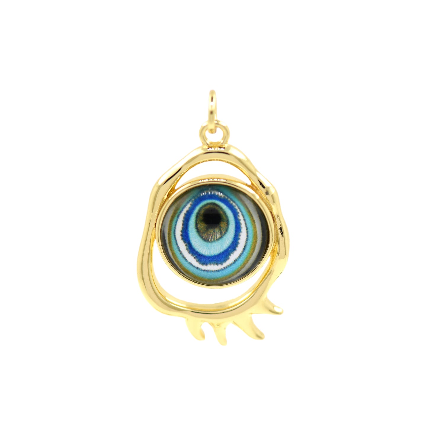 18k Gold-Filled Devil's Eye Pendant, Devil's Eye Charm Jewelry 28x17.5mm