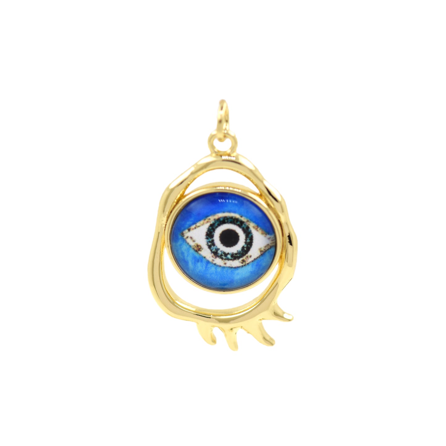 18k Gold-Filled Devil's Eye Pendant, Devil's Eye Charm Jewelry 28x17.5mm