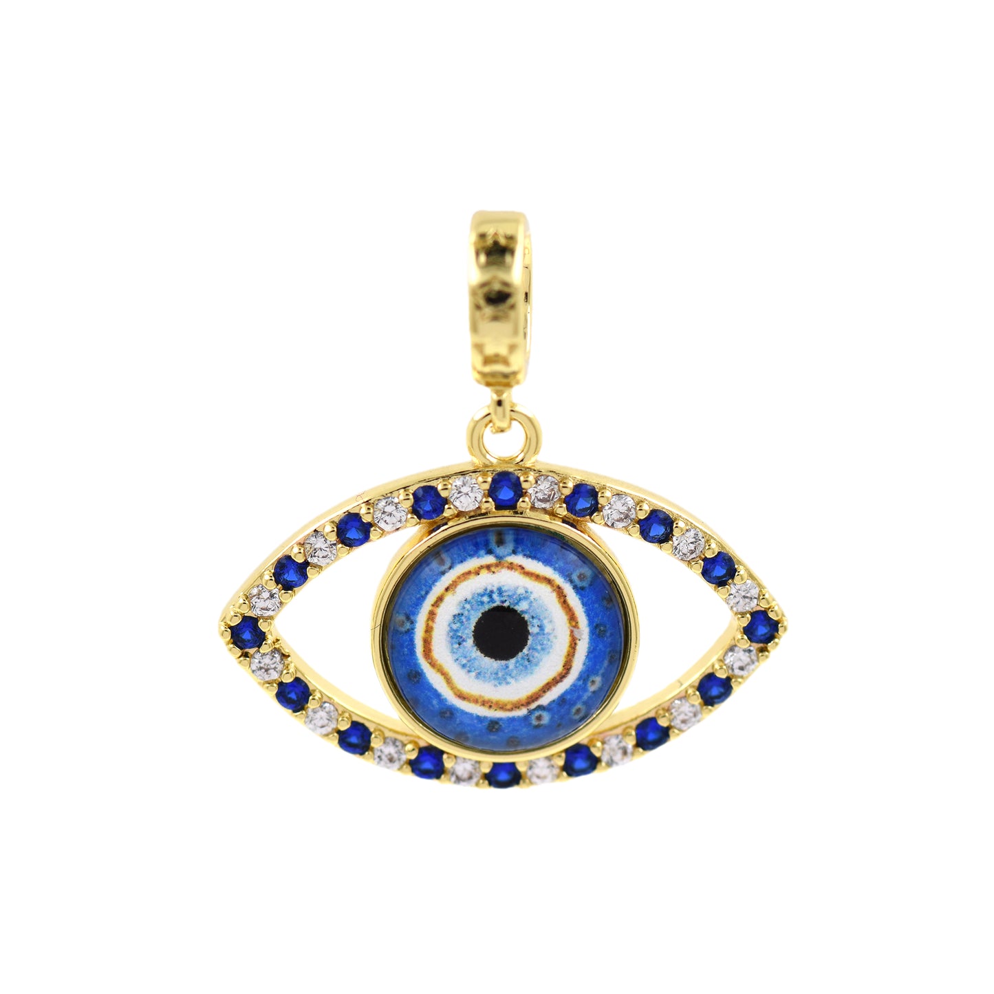 18k Shiny Gold Plated Evil Eye Charm 30x20.5mm