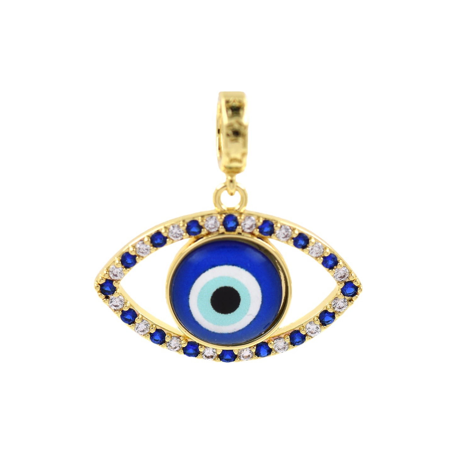18k Shiny Gold Plated Evil Eye Charm 30x20.5mm