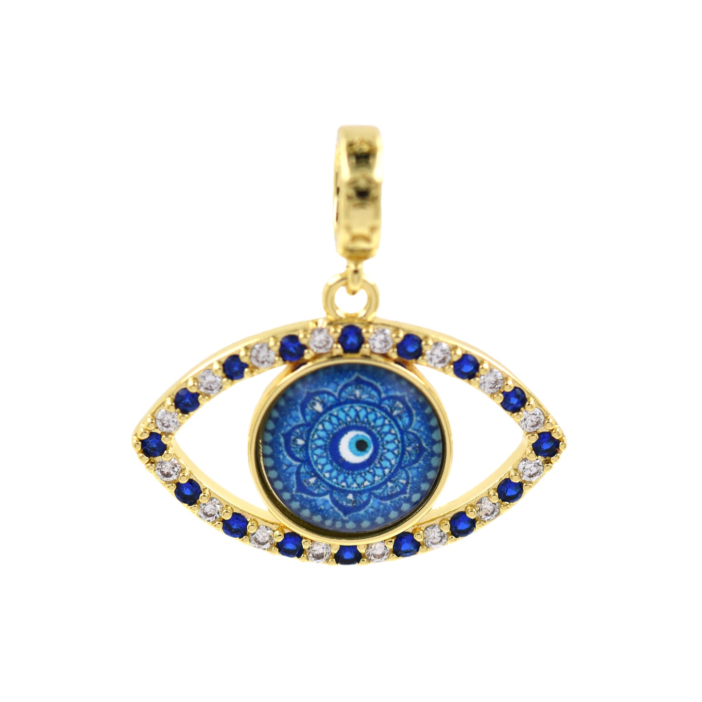 18k Shiny Gold Plated Evil Eye Charm 30x20.5mm