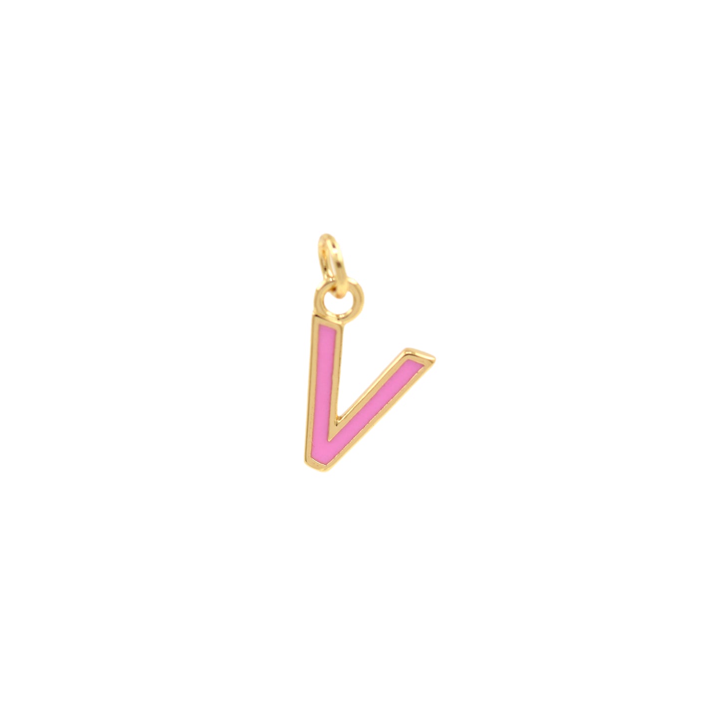 Pink Enamel Letter Pendant 12x10mm