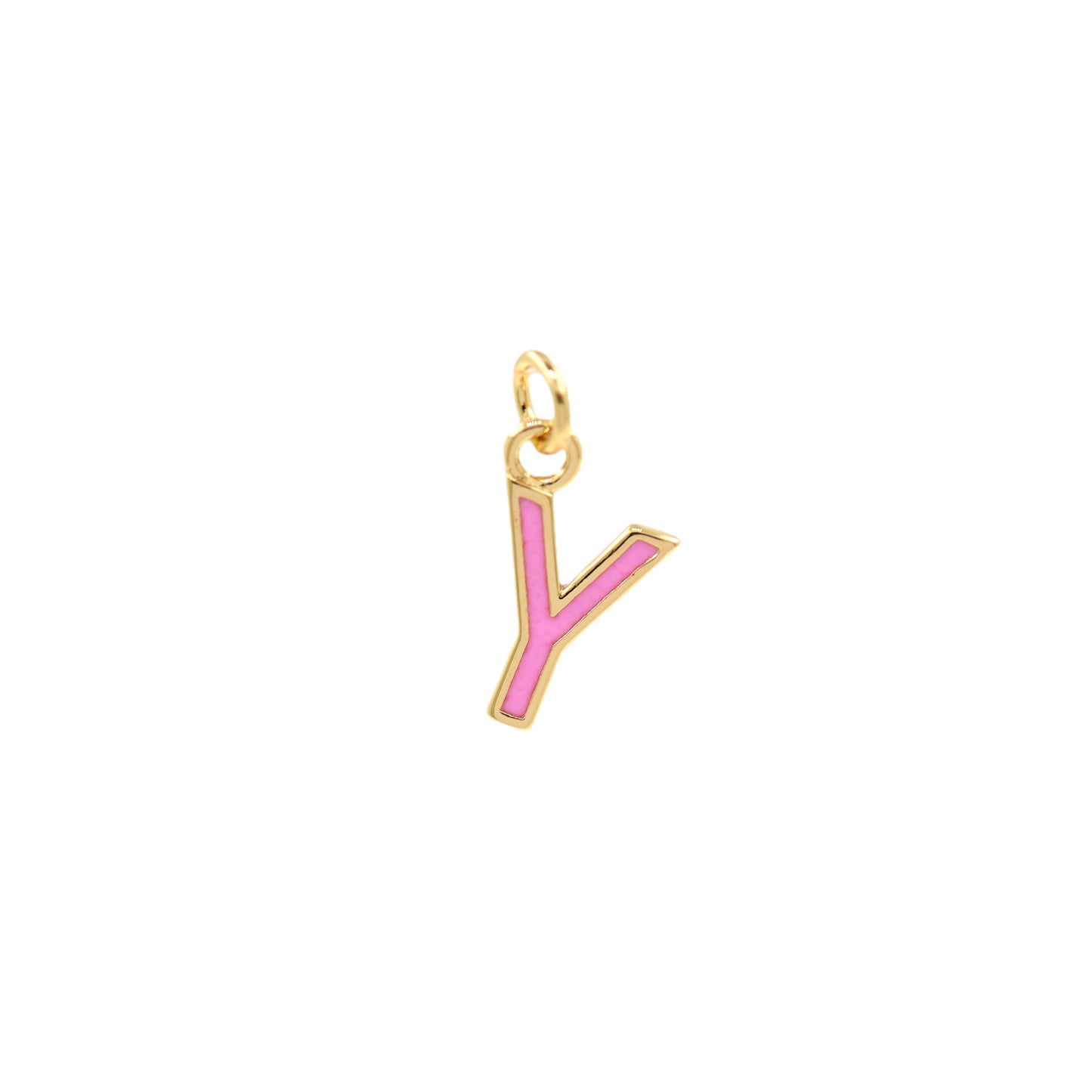 Pink Enamel Letter Pendant 12x10mm