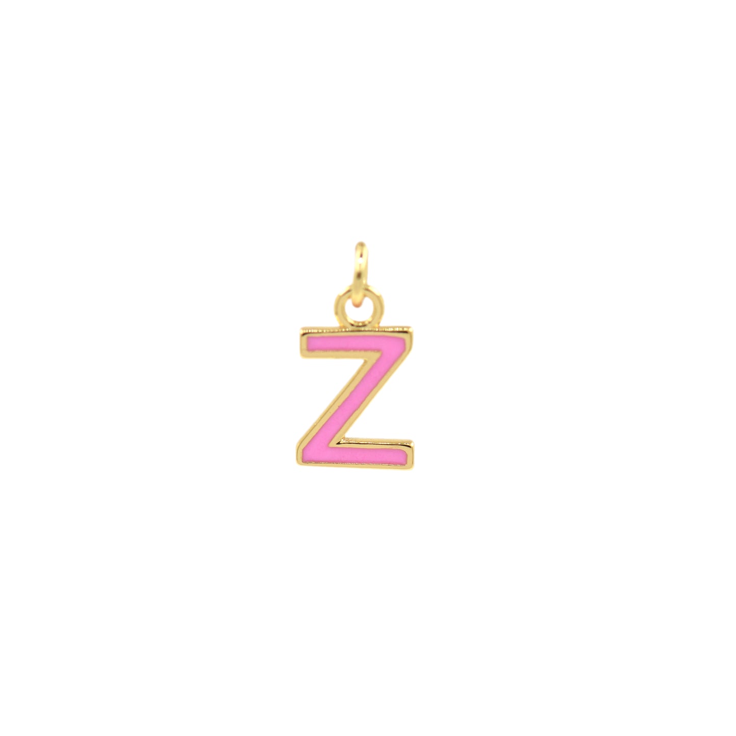 Pink Enamel Letter Pendant 12x10mm