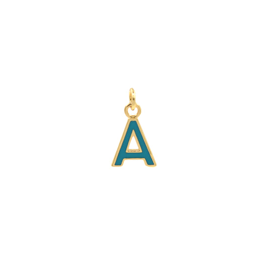 Turquoise Enamel Letter Pendant 12x10mm