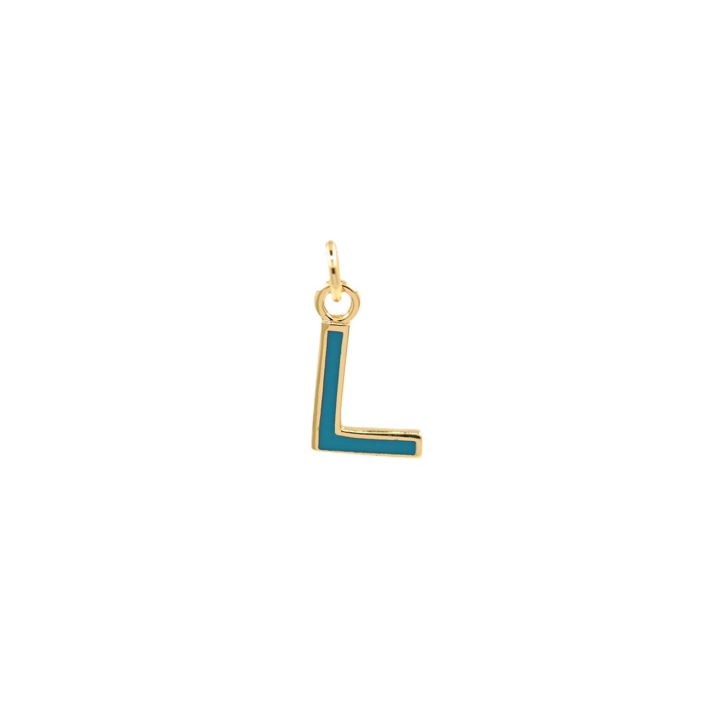 Turquoise Enamel Letter Pendant 12x10mm