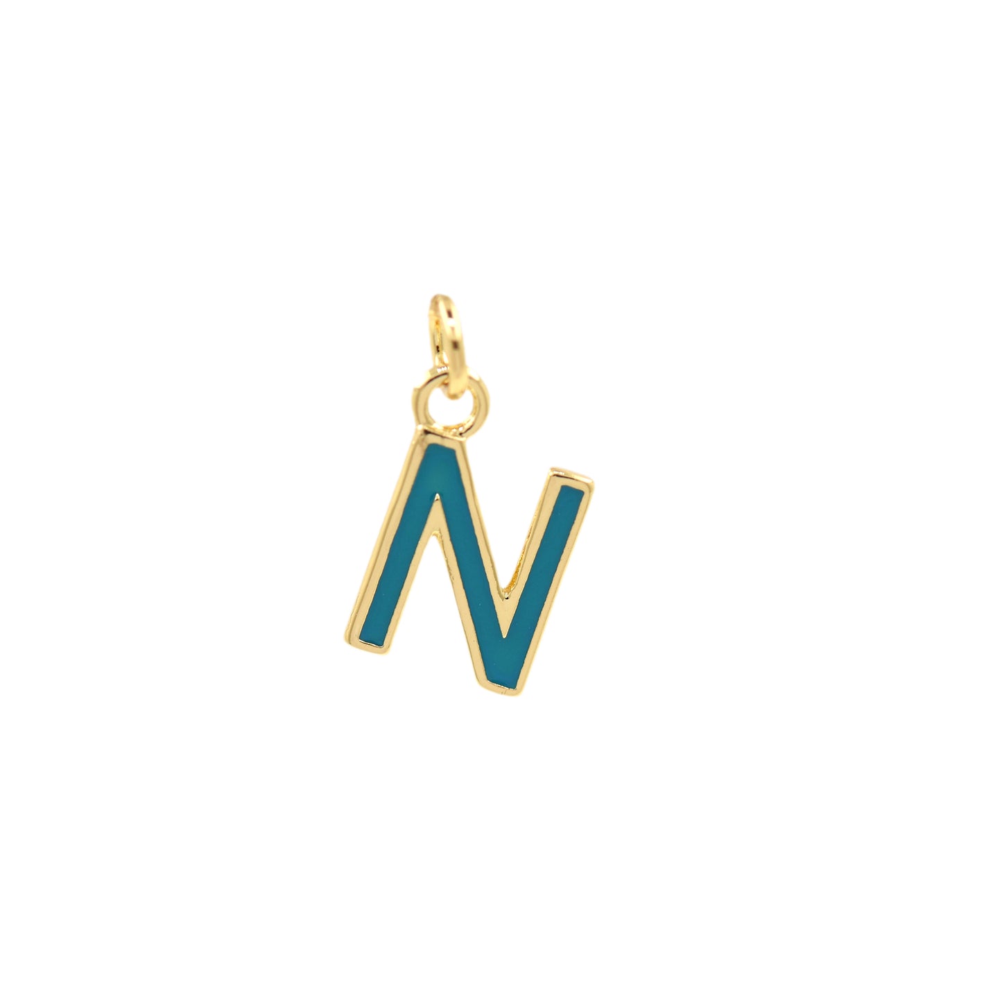 Turquoise Enamel Letter Pendant 12x10mm