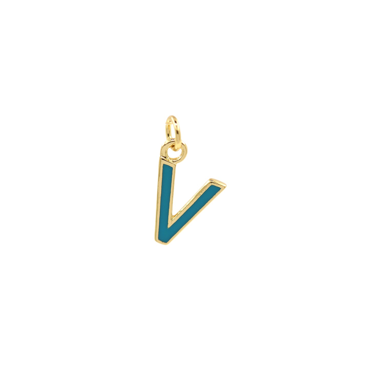 Turquoise Enamel Letter Pendant 12x10mm