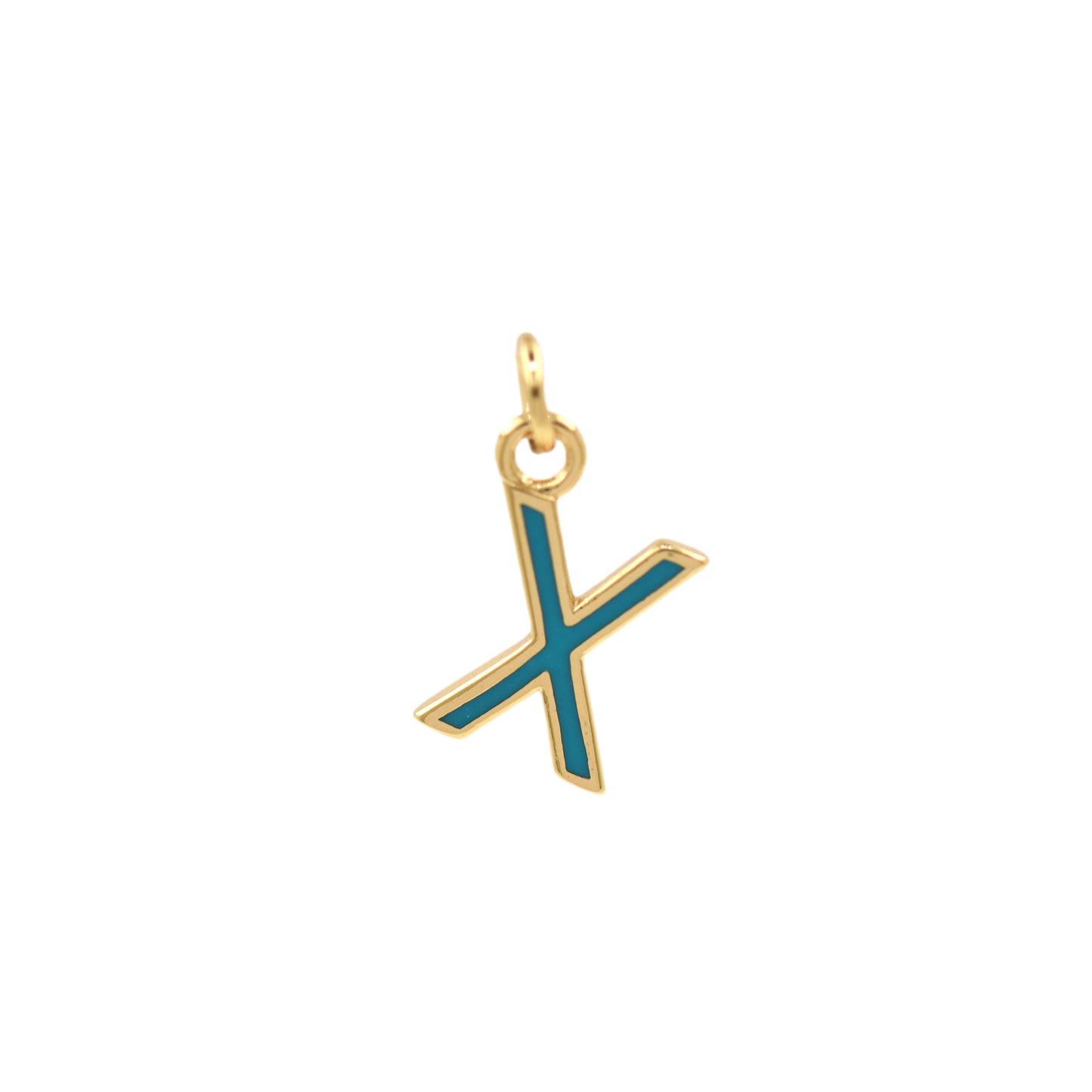 Turquoise Enamel Letter Pendant 12x10mm