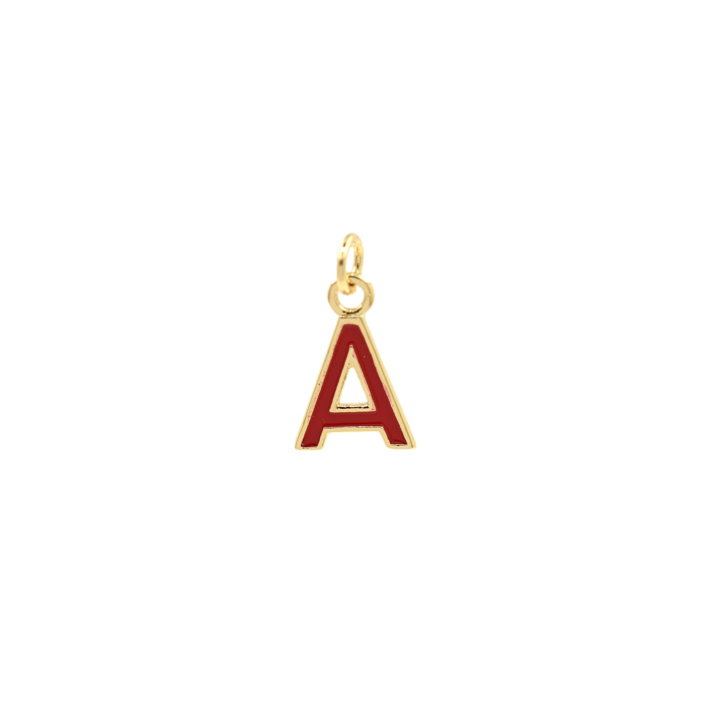 Red Enamel Letter Pendant 12x10mm