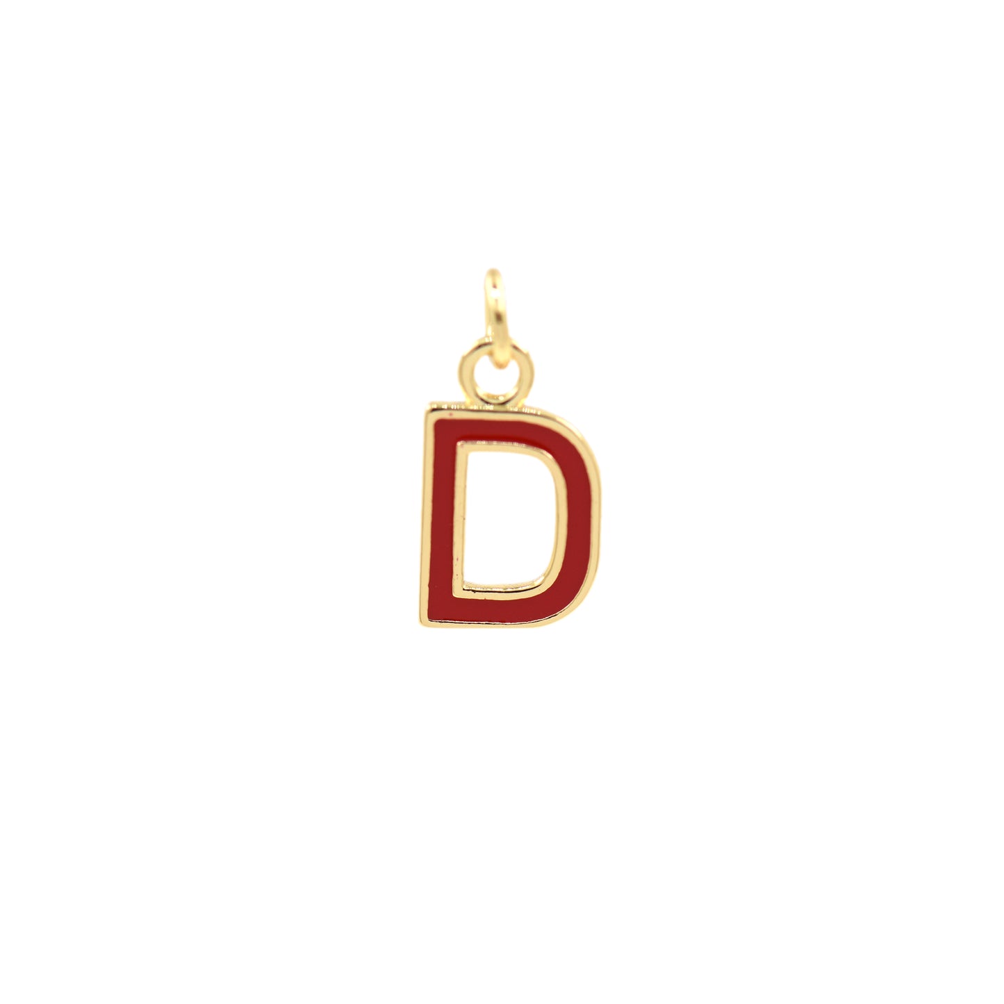 Red Enamel Letter Pendant 12x10mm