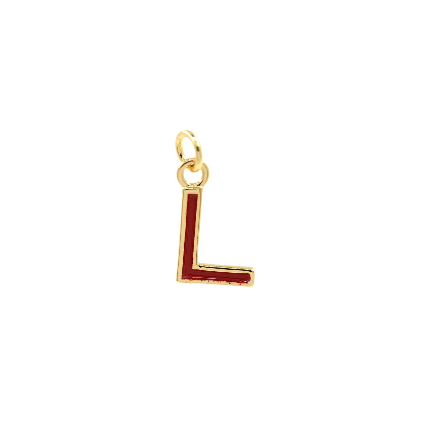 Red Enamel Letter Pendant 12x10mm