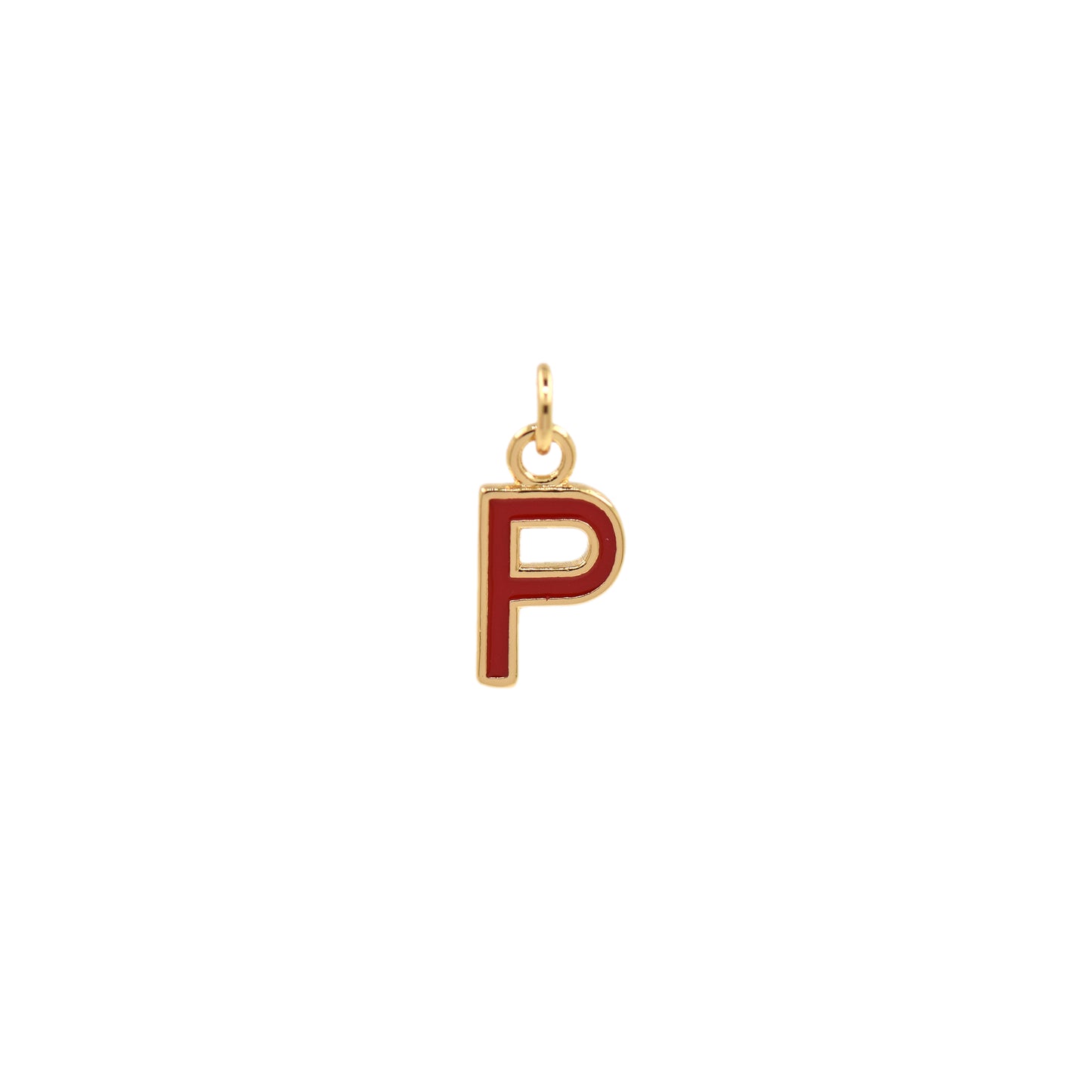 Red Enamel Letter Pendant 12x10mm