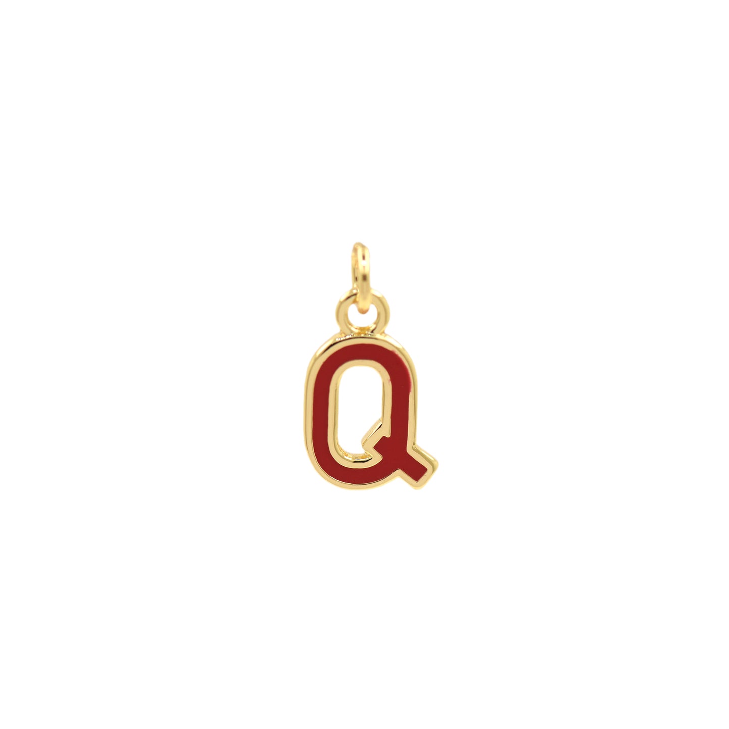 Red Enamel Letter Pendant 12x10mm