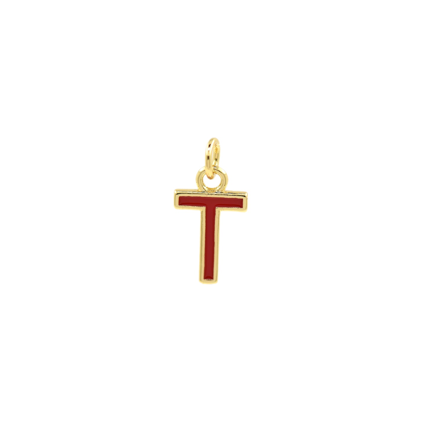 Red Enamel Letter Pendant 12x10mm