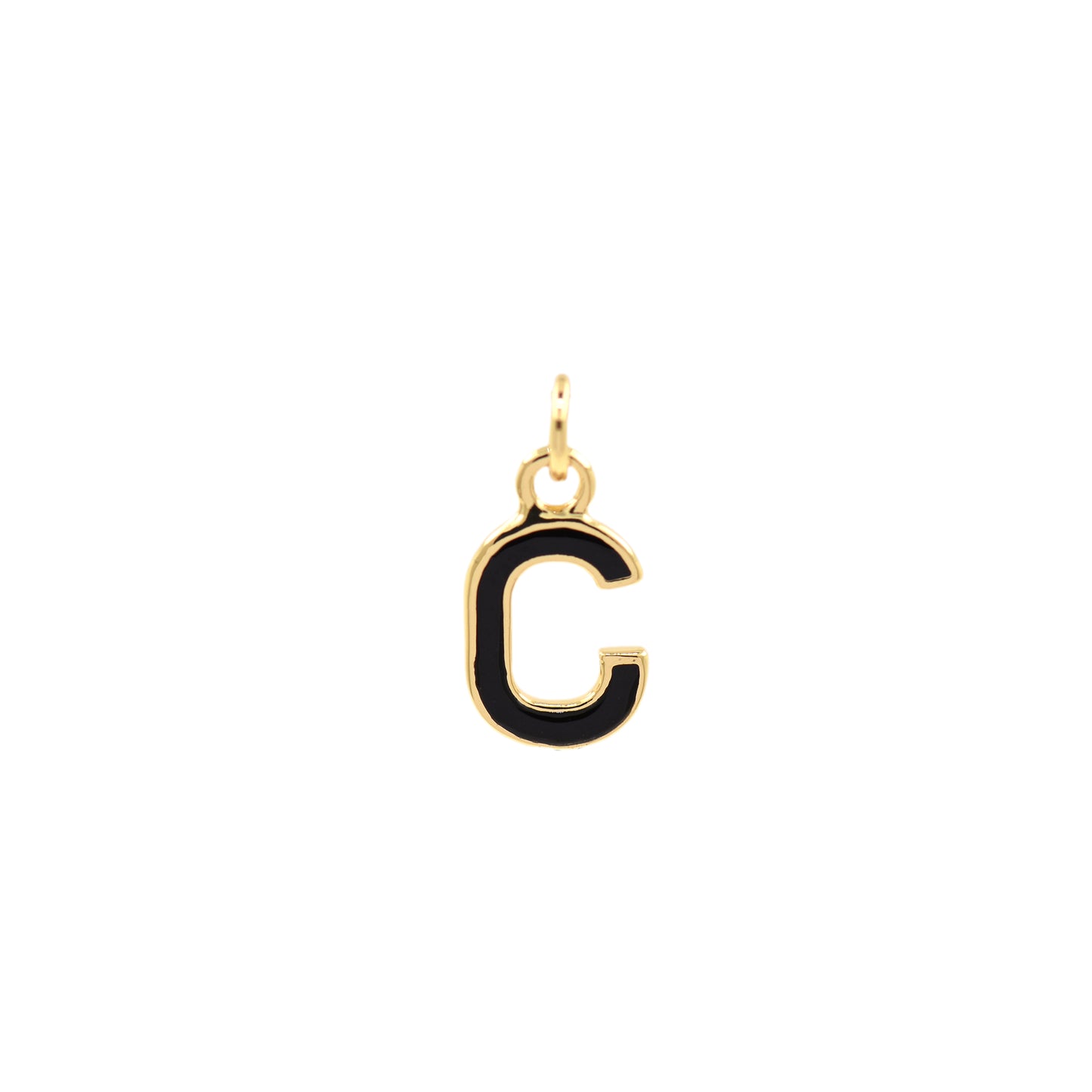 Black Enamel Letter Pendant 12x10mm