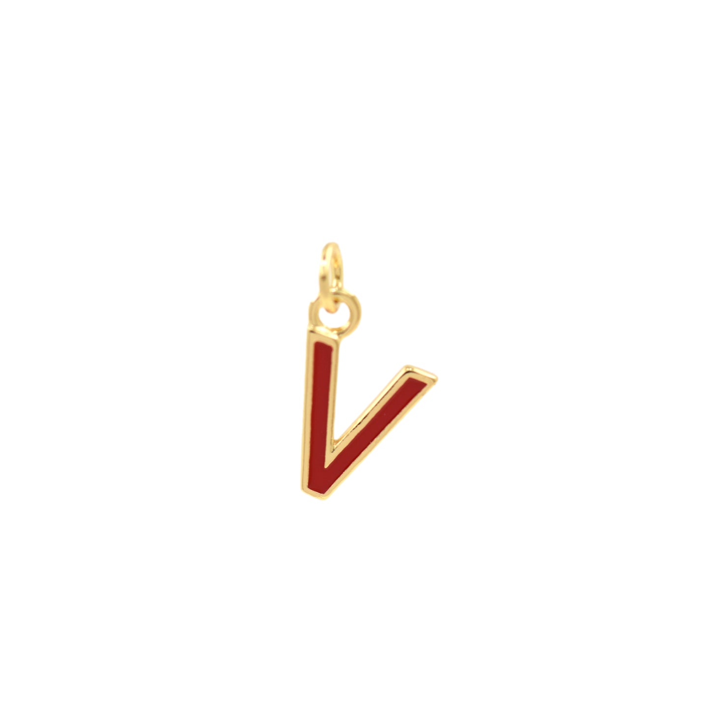 Red Enamel Letter Pendant 12x10mm