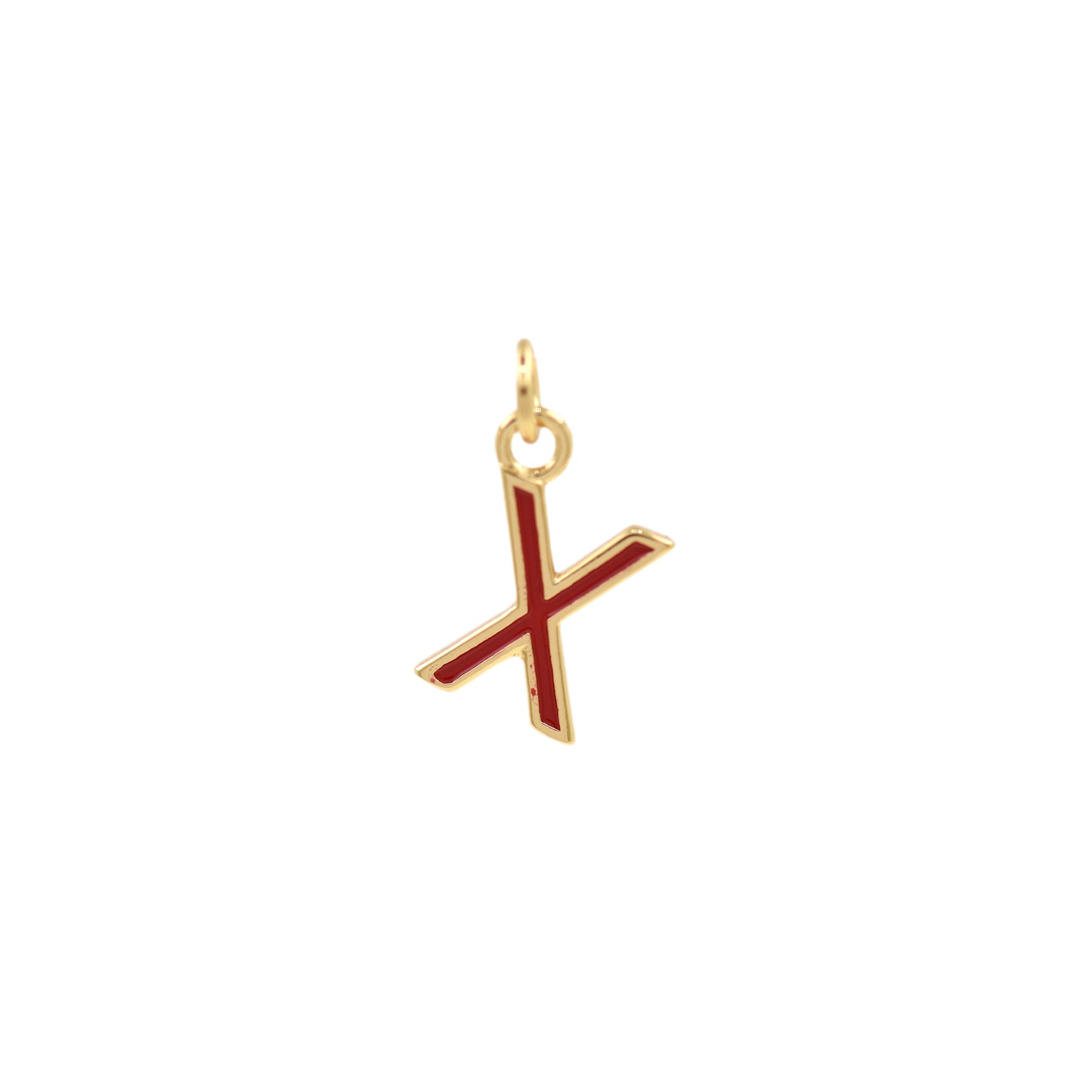 Red Enamel Letter Pendant 12x10mm