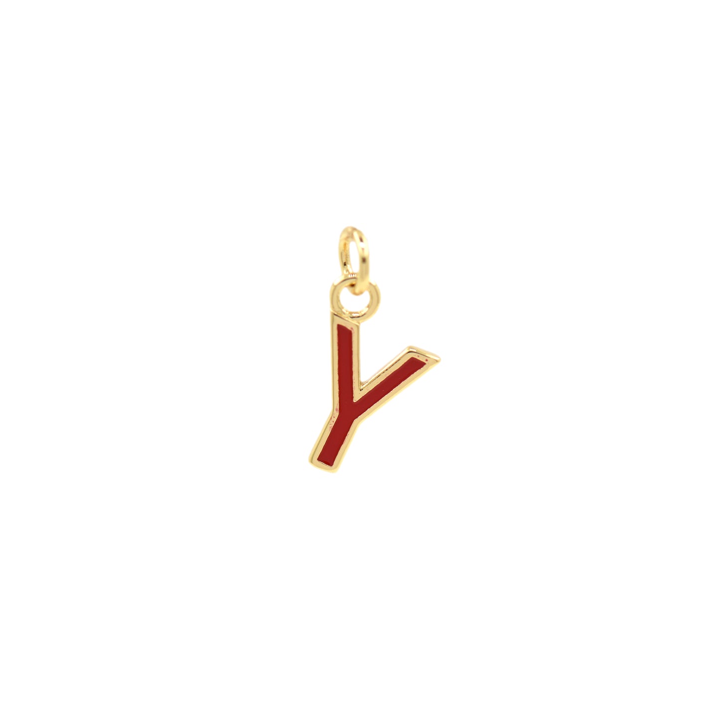 Red Enamel Letter Pendant 12x10mm