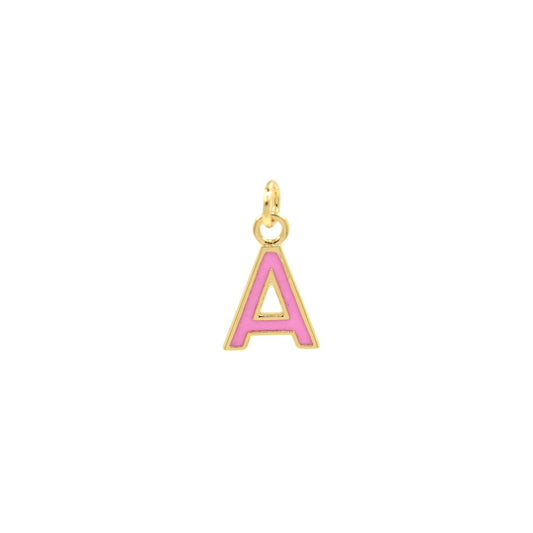 Pink Enamel Letter Pendant 12x10mm