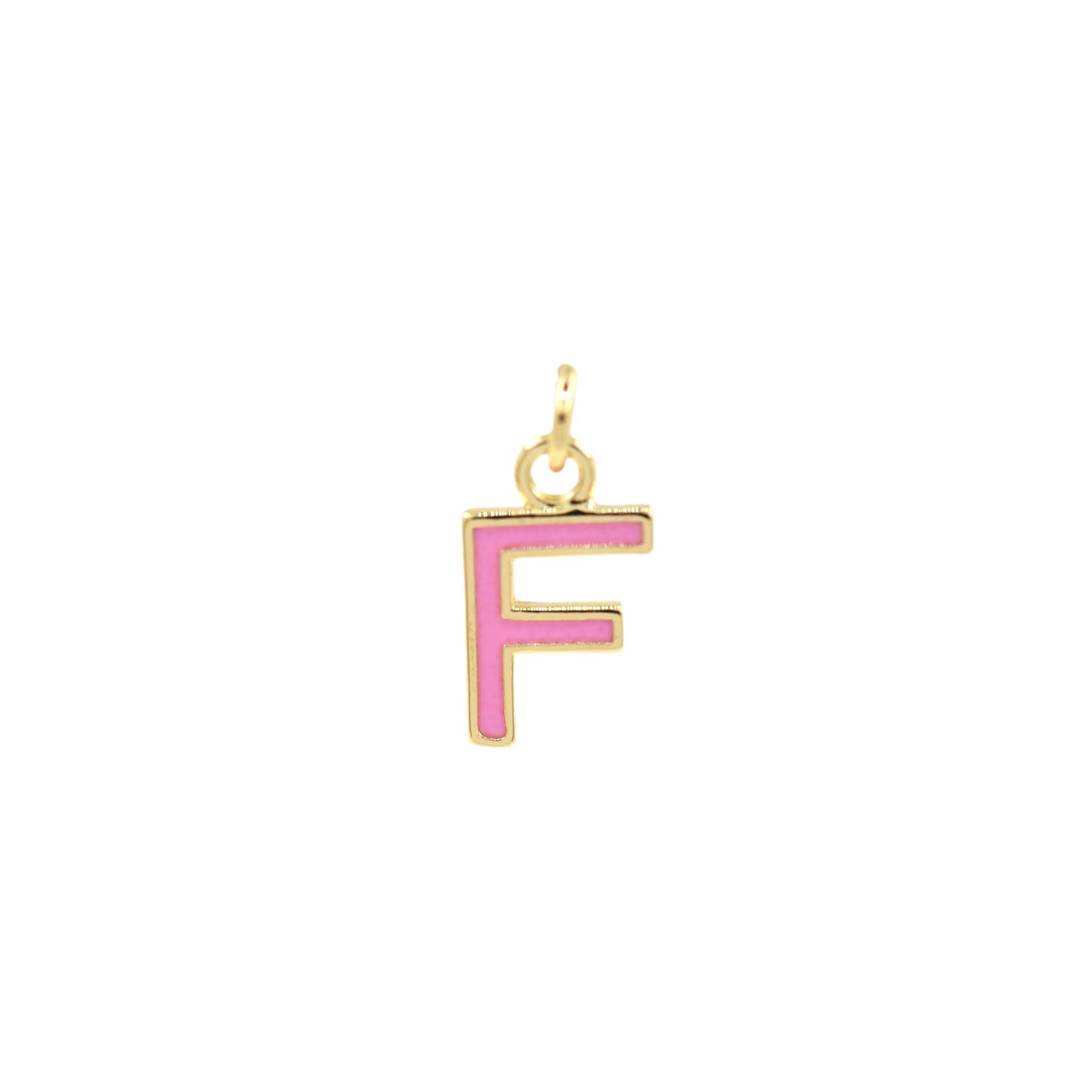 Pink Enamel Letter Pendant 12x10mm