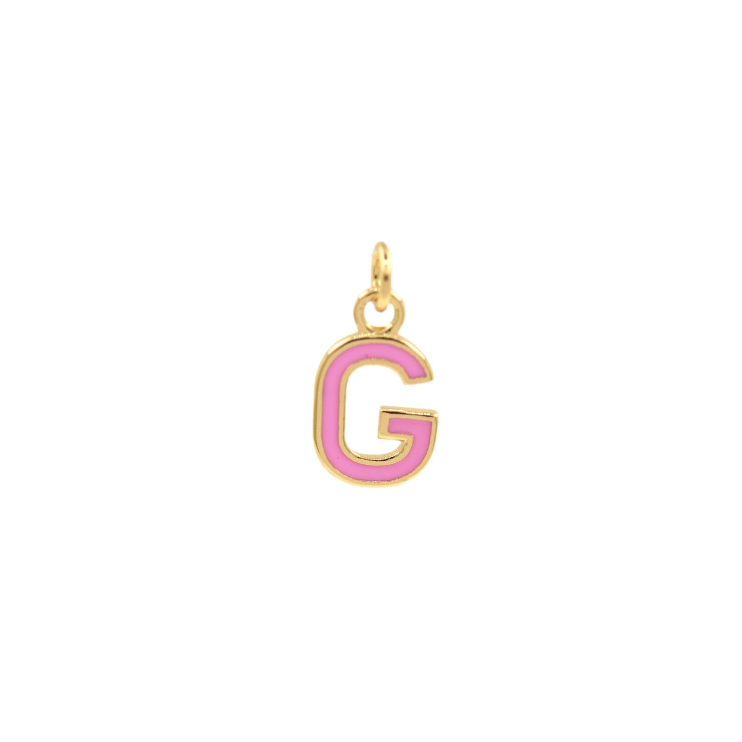 Pink Enamel Letter Pendant 12x10mm