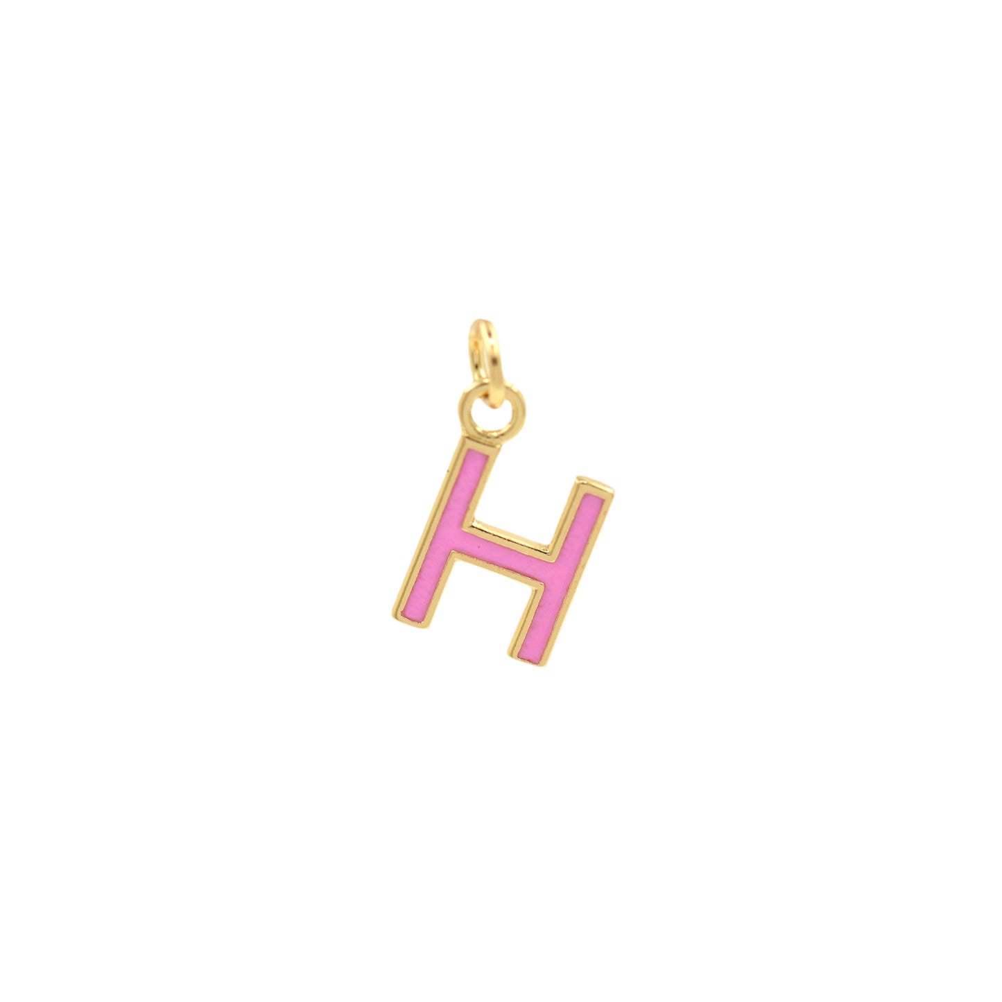 Pink Enamel Letter Pendant 12x10mm