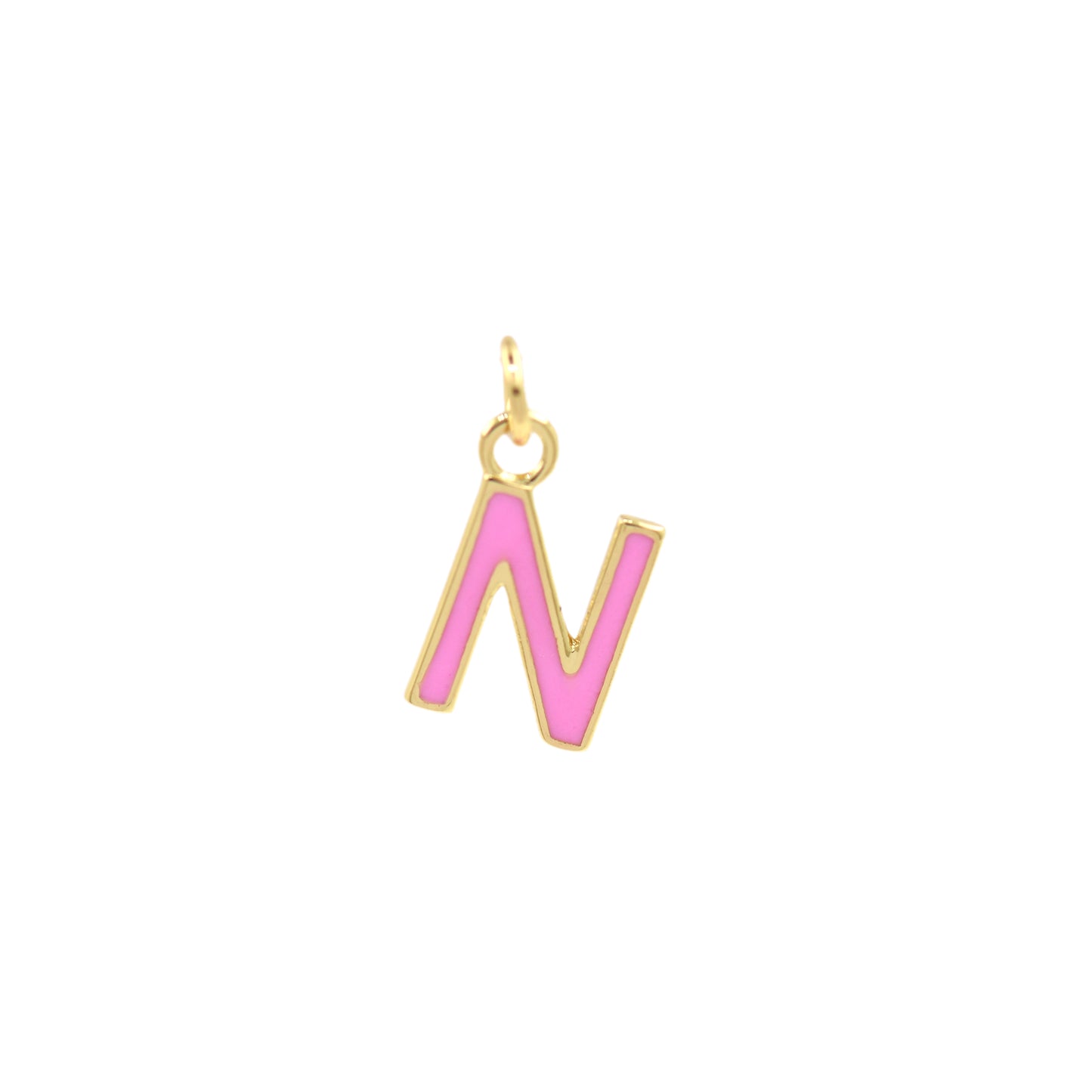 Pink Enamel Letter Pendant 12x10mm