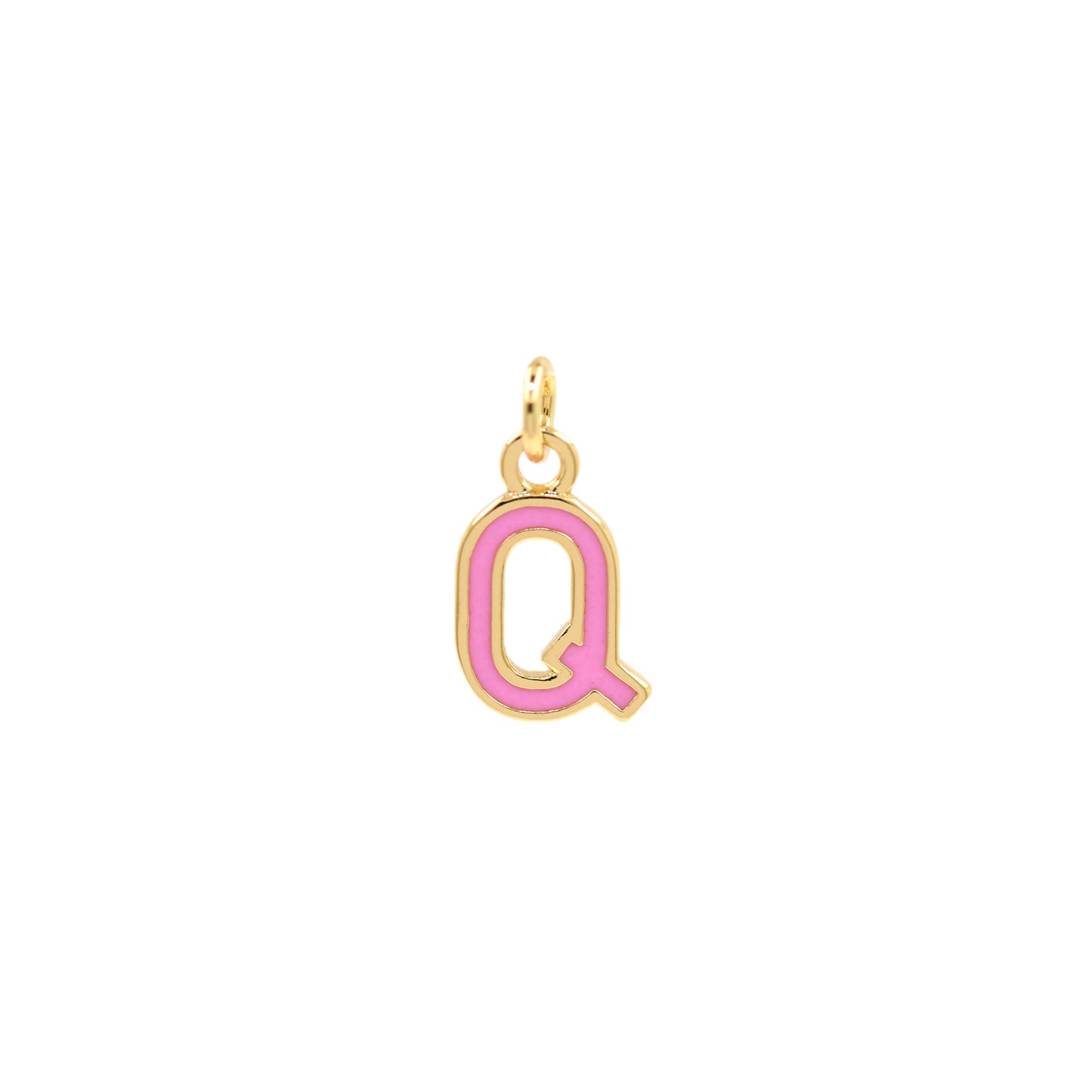 Pink Enamel Letter Pendant 12x10mm