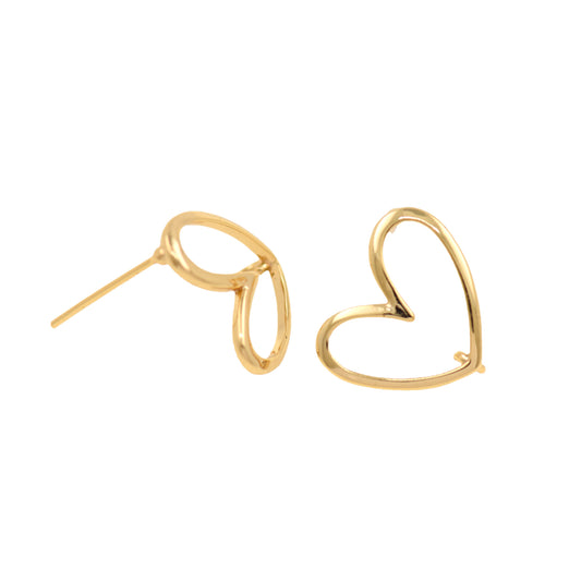 18-K Gold-Filled Heart-Shaped Stud Earring 14x12.5mm