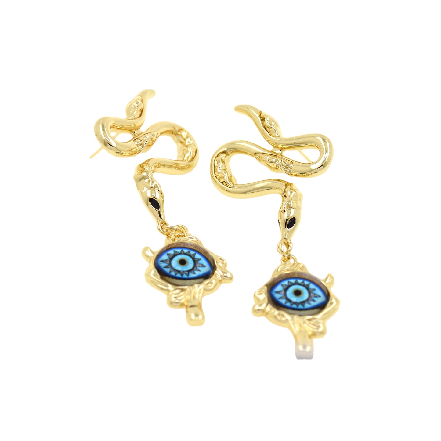 Minimalist Evil Eye Stud Earrings,Colorful CZ Pave Eye Earrings 65.5x28mm