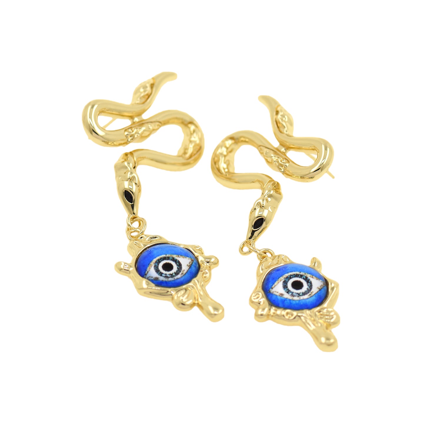 Minimalist Evil Eye Stud Earrings,Colorful CZ Pave Eye Earrings 65.5x28mm