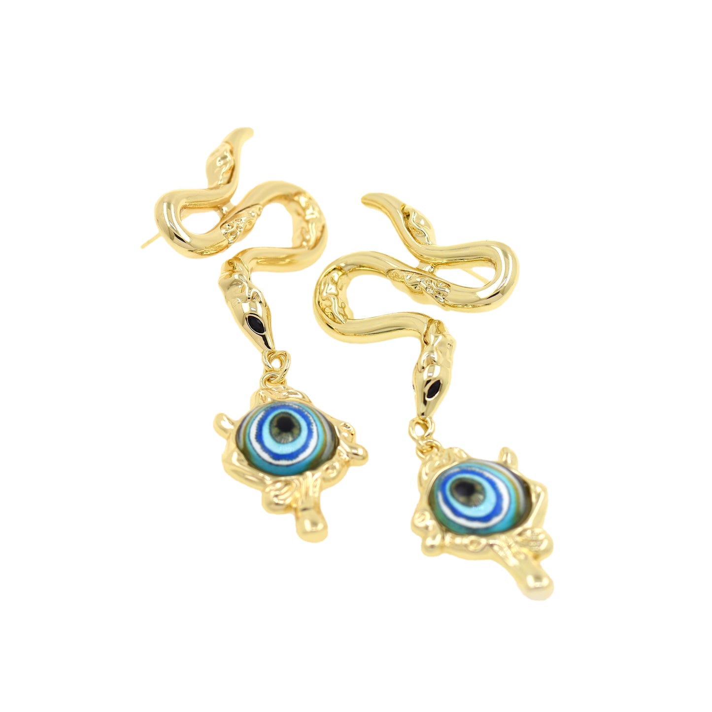 Minimalist Evil Eye Stud Earrings,Colorful CZ Pave Eye Earrings 65.5x28mm