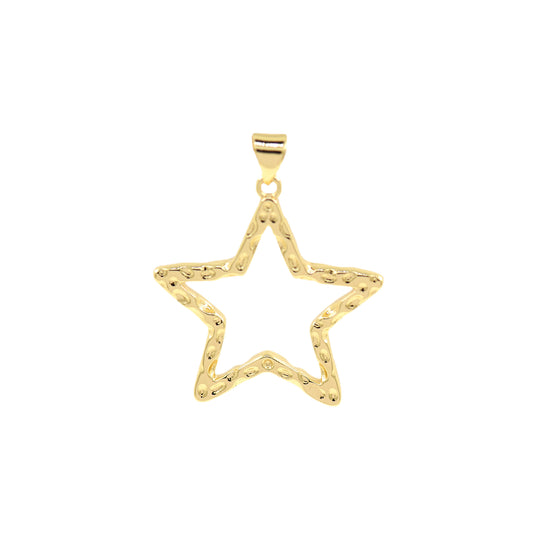 18K Gold Filled Star Pendant,Star Hollow Pendant 26x25mm