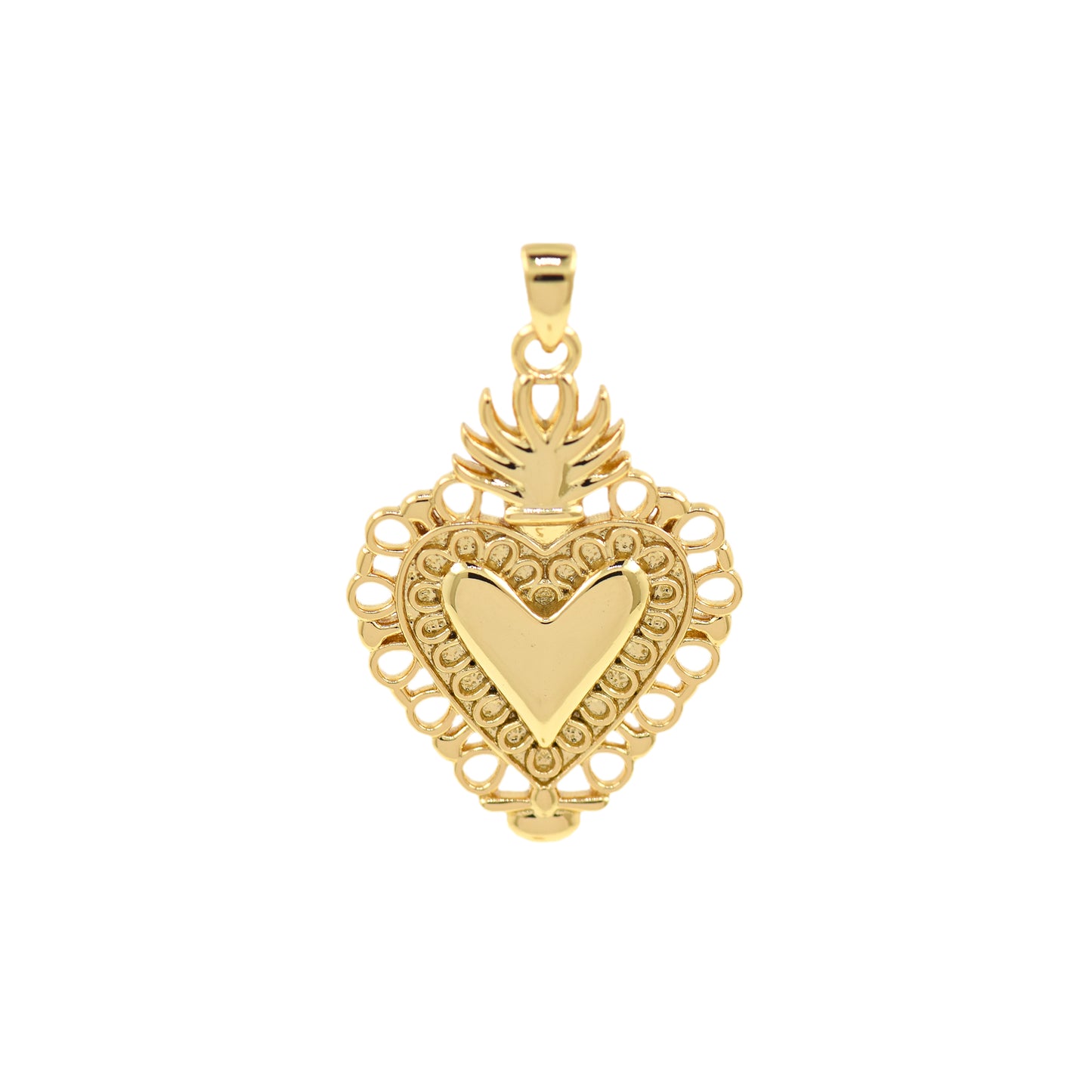 18K Filled Gold Heart Pineapple Necklace Pendant 27x18.5mm