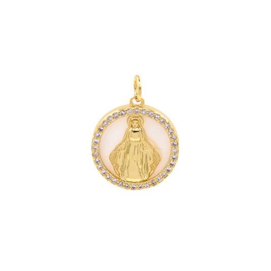 18K Gold Filled Faith Pendant, Virgin Mary Shell Pendant 16mm